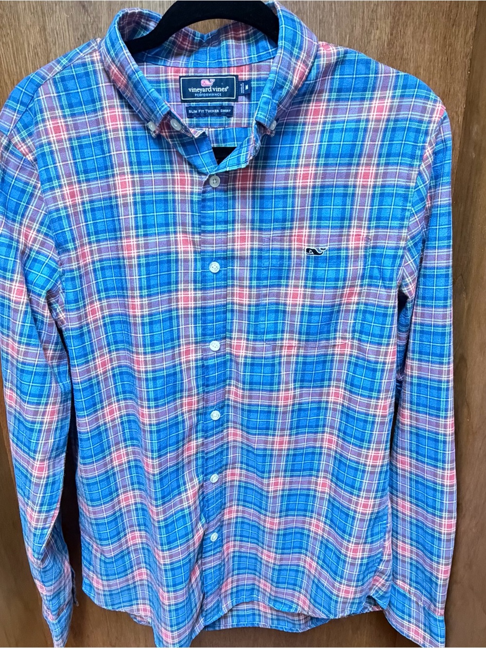 Vineyard Vines Blue and Pink Plaid Button-Down Shirt